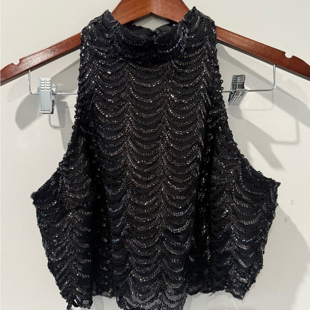 Gianni Bini Black Sequin Skirt Set